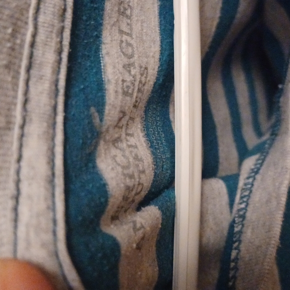 AE V-Neck Shirt, Teal and Light Grey - Picture 2 of 3